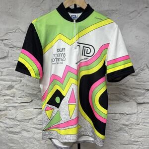 Vtg Santini Cycling Jersey Bicycle Racing Tomas Domingo Barcelona TD Mountain